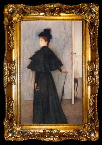 framed  Fernand Khnopff Portrait of Mrs Botte, ta009-2